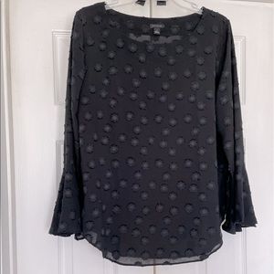 Ann Taylor clip dot bell sleeve long sleeve blouse